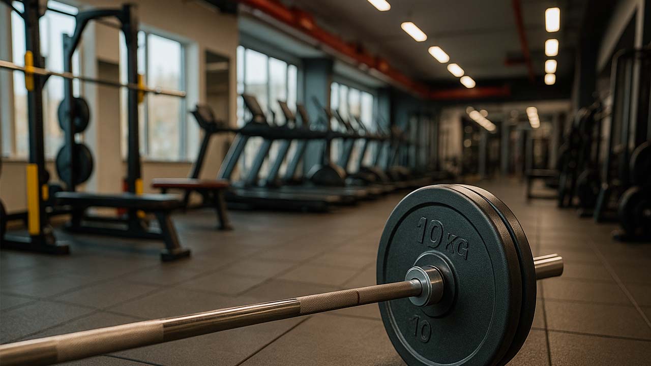 Pesas en gimnasio moderno