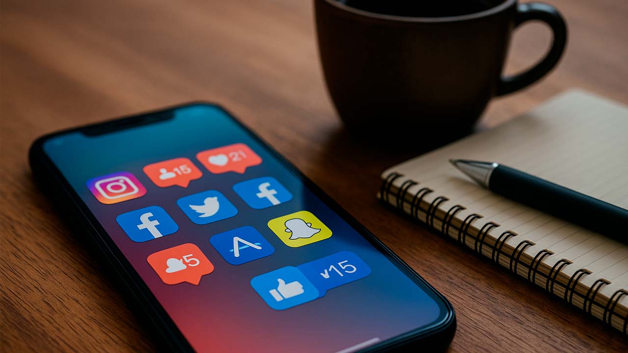 Redes sociales en pantalla