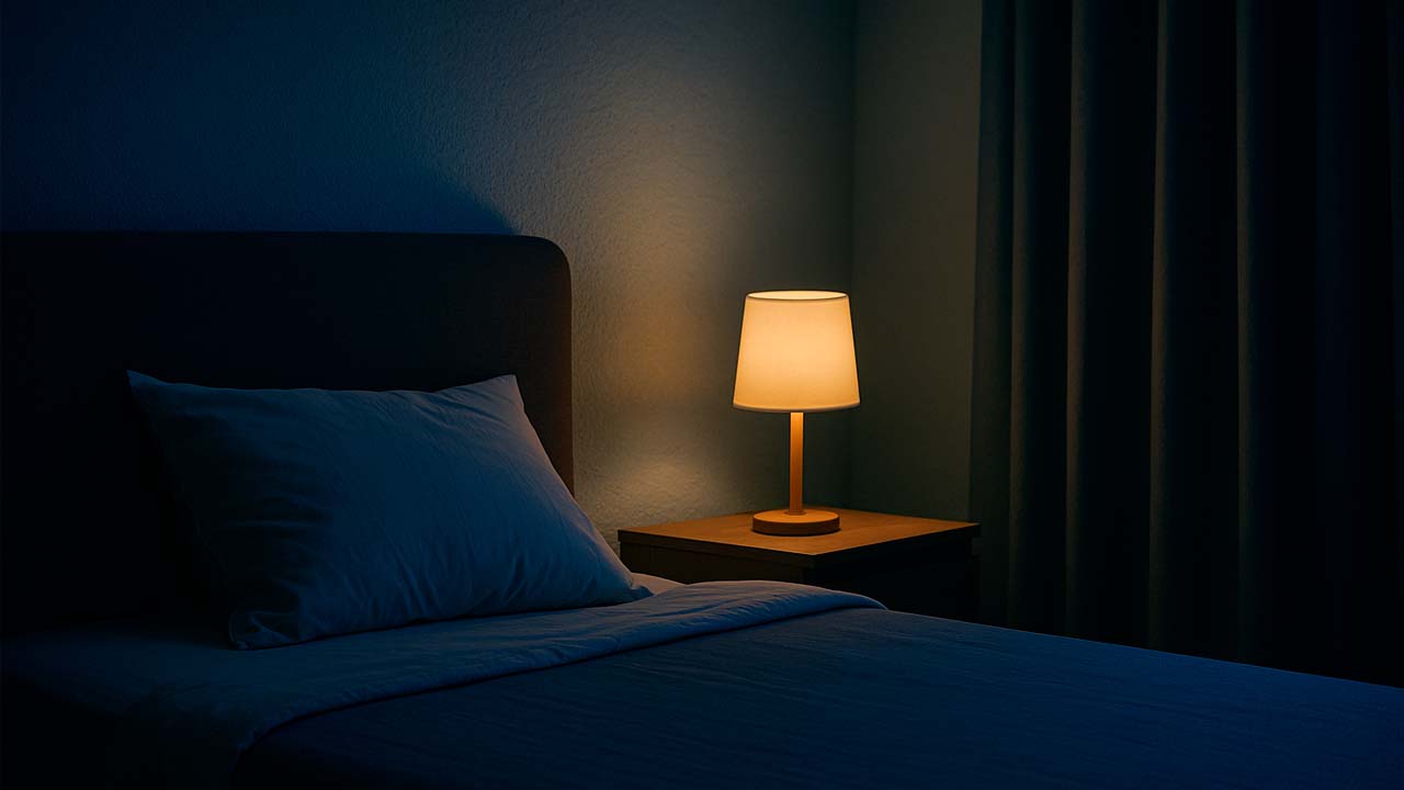 Dormitorio acogedor nocturno