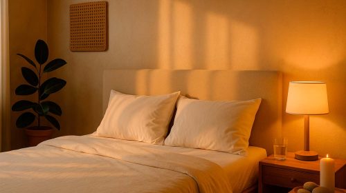 Luz cálida en dormitorio