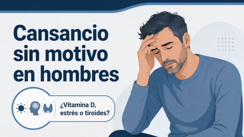 Ilustración de un hombre de mediana edad con aspecto cansado, sentado y apoyando la mano en la frente